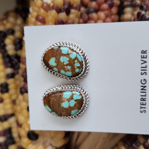 Gorgeous NWOT Native American Navajo Turquoise and Sterling Earrings ๐๐ค - Picture 11 of 11